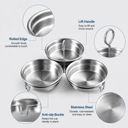 3-Cup Stainless Steel Egg Poacher, 3 Cavity Egg Steamer Mold with Handle, Reusable Egg Poaching Cups for Poached Eggs, Steamed Eggs, Breakfast & Dessert Making