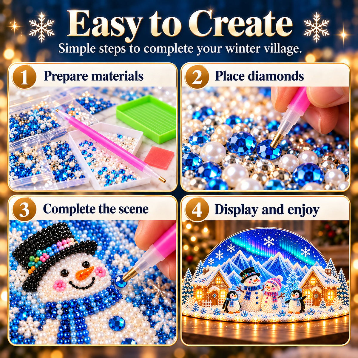 ❄️ DIY Winter Wonderland with Rhinestones and Pearl Details