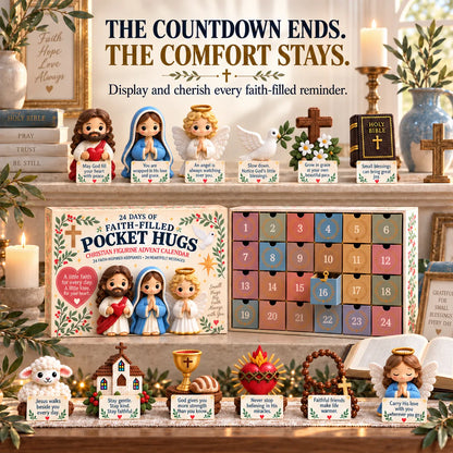 ⏳ Last Day 49% OFF – ✝️ 24 Days of Faith-Filled Pocket Hugs™ Advent Calendar | 24 Unique Hand-Painted Christian Keepsakes with Matching Encouragement Cards & No Repeated Designs 🎁