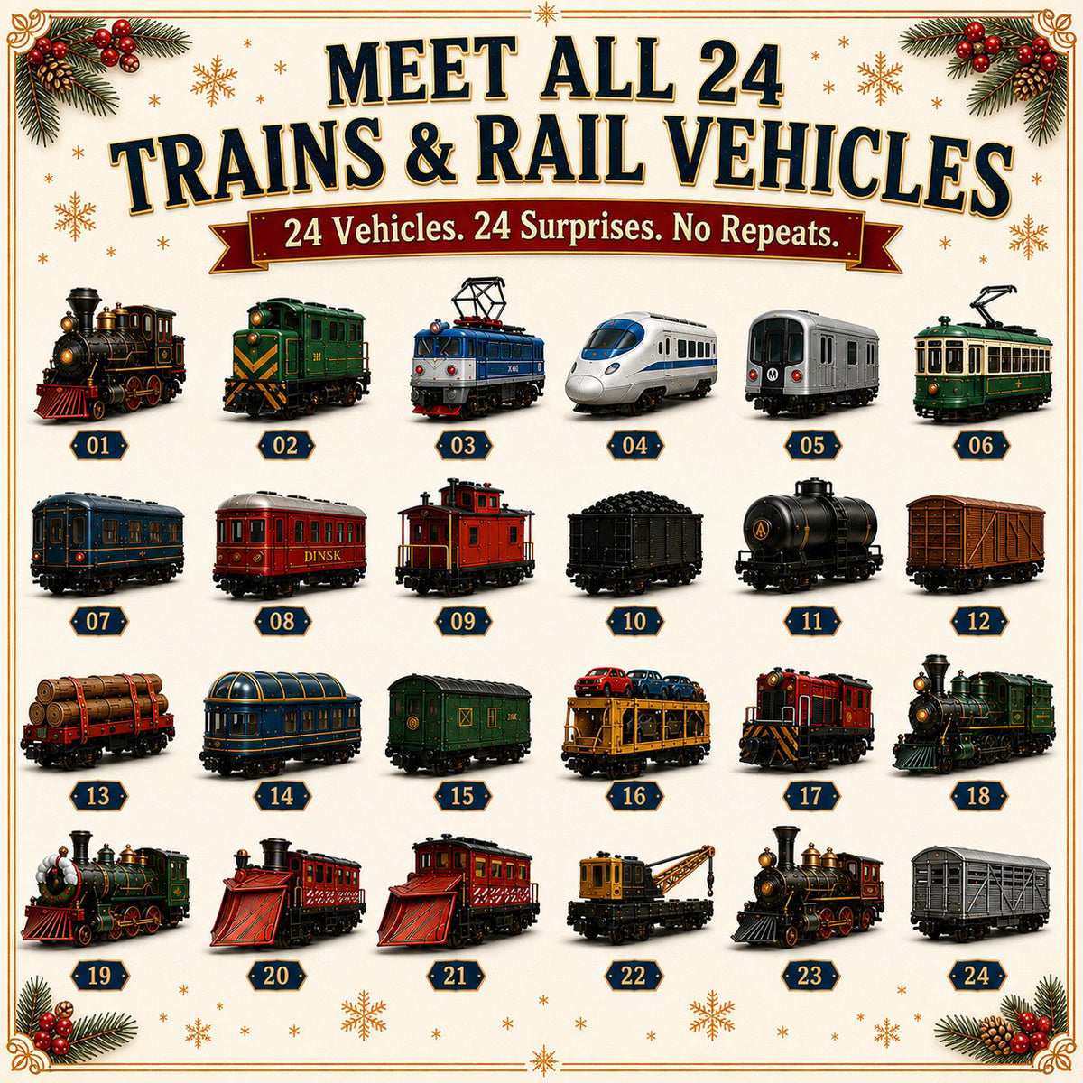 Trains & Rail Vehicles Advent Calendar 2026 – 24 Railway Surprises