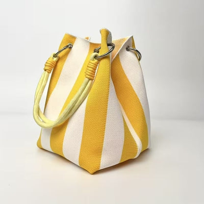 🏆👜 Limited-Time Sale: 43% OFF 🌴 Boho Striped Knit Bucket Handbag for Women – Handmade Summer Beach Shoulder Bag