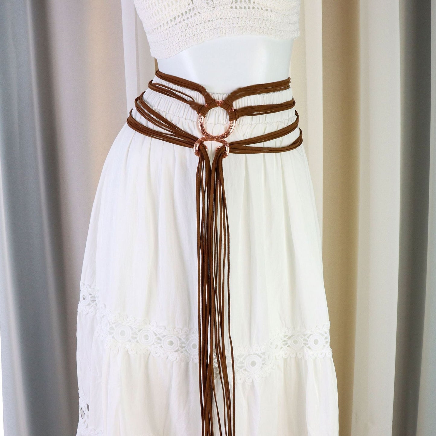 ❤️Medieval Viking Braided Leather Belt Set, with Ring Buckle & Tassel Decorations