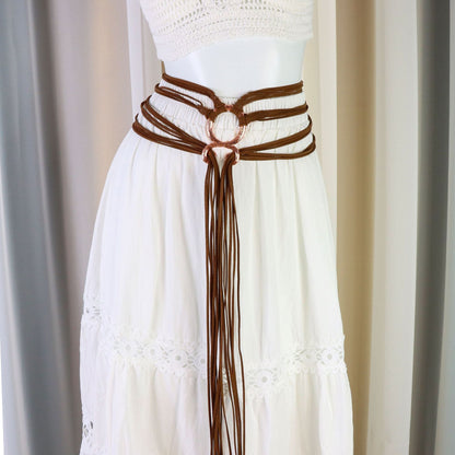 ❤️Medieval Viking Braided Leather Belt Set, with Ring Buckle & Tassel Decorations