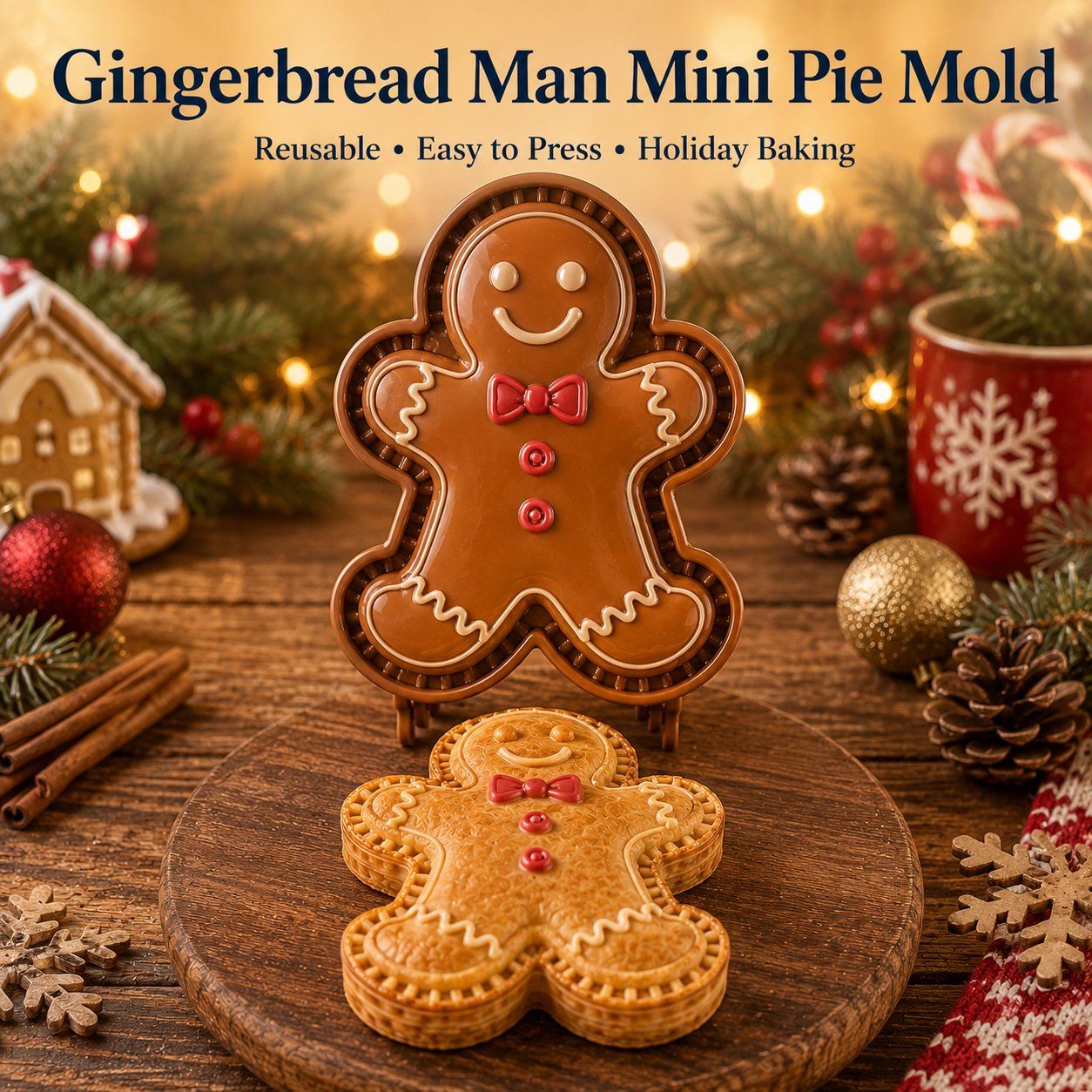 🎄8-Design Christmas Mini Pie Mold Collection| Reusable Embossed Molds