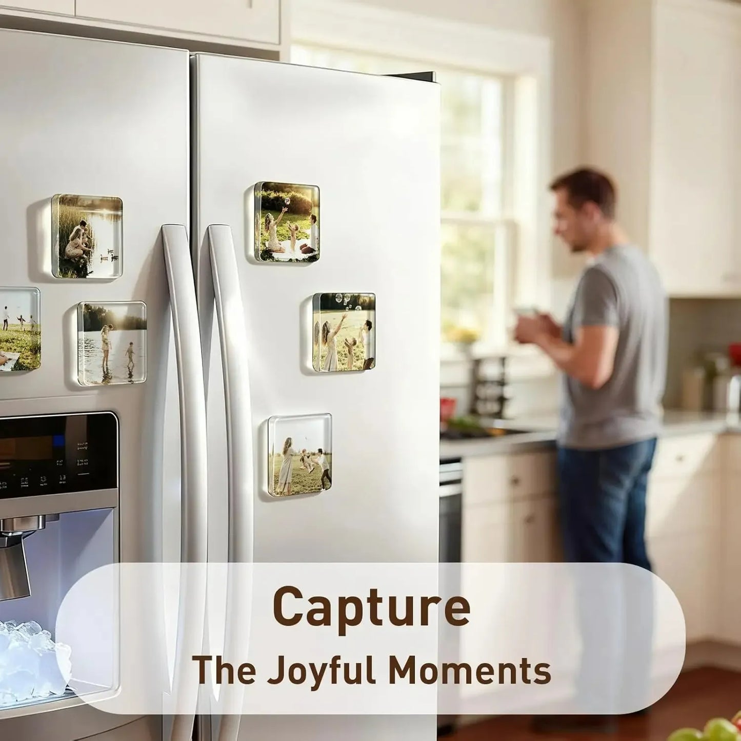 🎞✂10 Pack  2" x 2" Clear Acrylic DIY Fridge Magnet Set with Adhesive Backing – Square Magnetic Photo Frames with Stunning 3D Effect 💕