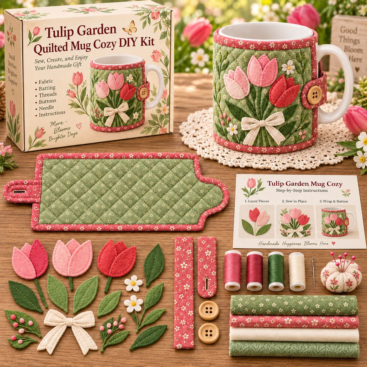 🌸Garden Quilted Mug Cozy DIY Kit