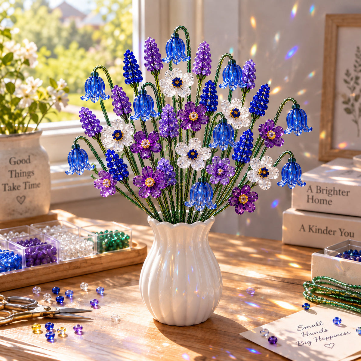 ⏳ Last Day 48% OFF –🌼✨DIY Beaded Wildflower Bouquet Kit – Handmade Crystal Flower Craft Set🌸✨