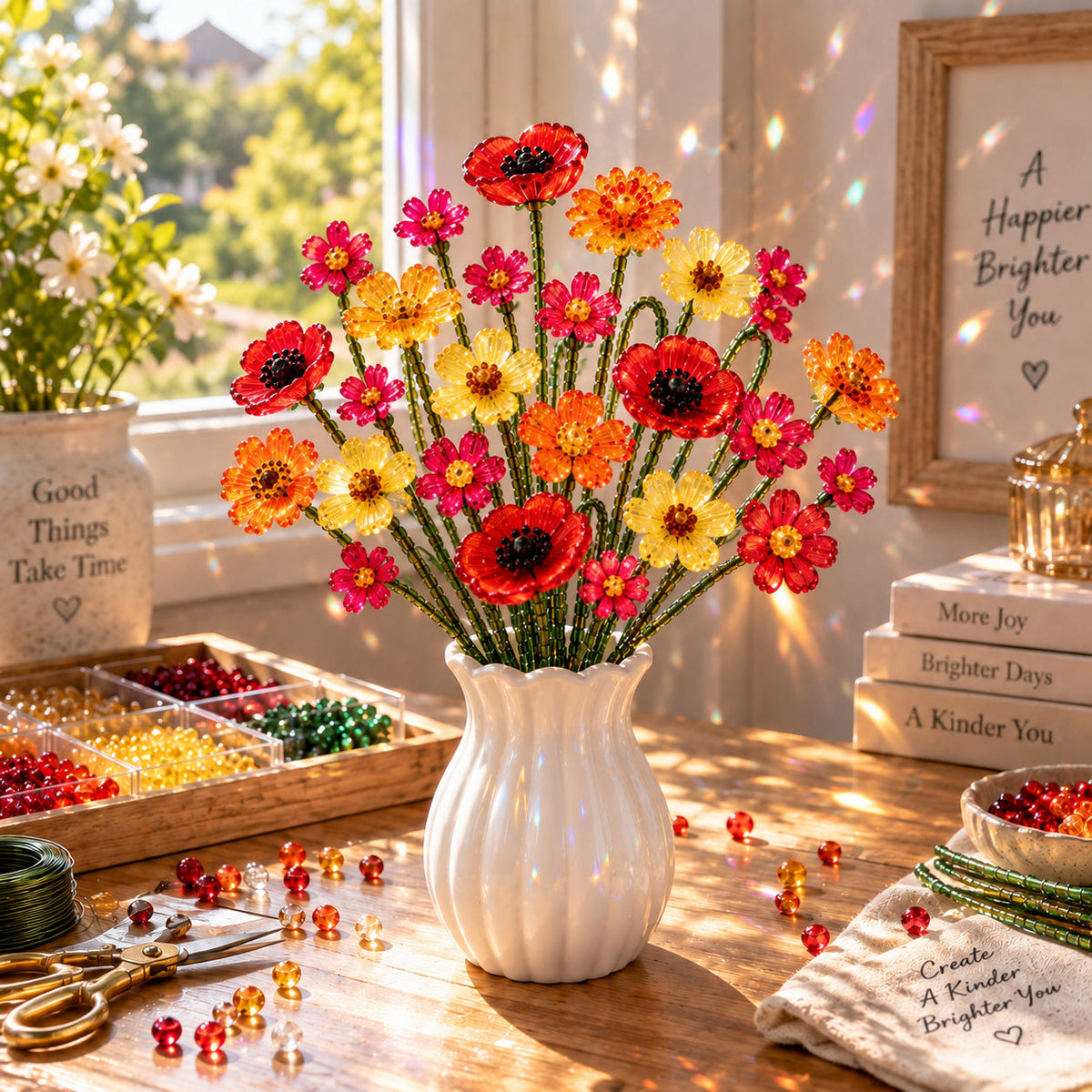 ⏳ Last Day 48% OFF –🌼✨DIY Beaded Wildflower Bouquet Kit – Handmade Crystal Flower Craft Set🌸✨