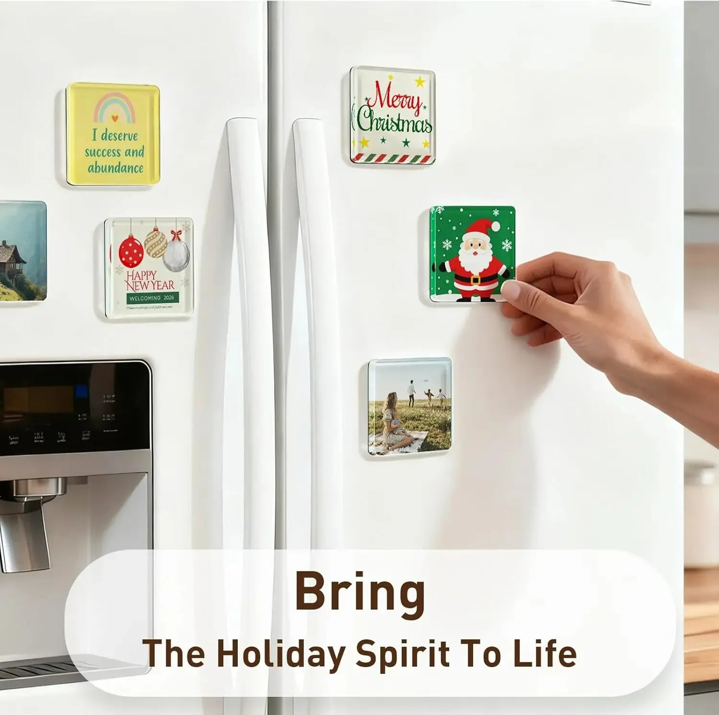 🎞✂10 Pack  2" x 2" Clear Acrylic DIY Fridge Magnet Set with Adhesive Backing – Square Magnetic Photo Frames with Stunning 3D Effect 💕