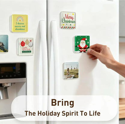 🎞✂10 Pack  2" x 2" Clear Acrylic DIY Fridge Magnet Set with Adhesive Backing – Square Magnetic Photo Frames with Stunning 3D Effect 💕