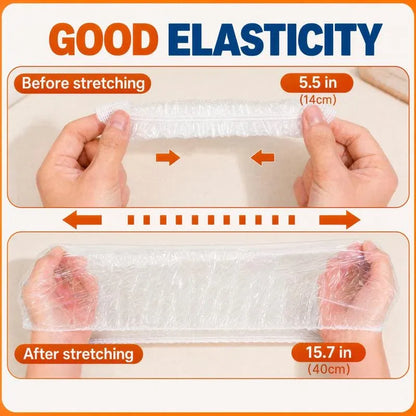 🔥100Pcs Medium Reusable Elastic Plastic Bowl Covers - Kitchen Bread Proofing,