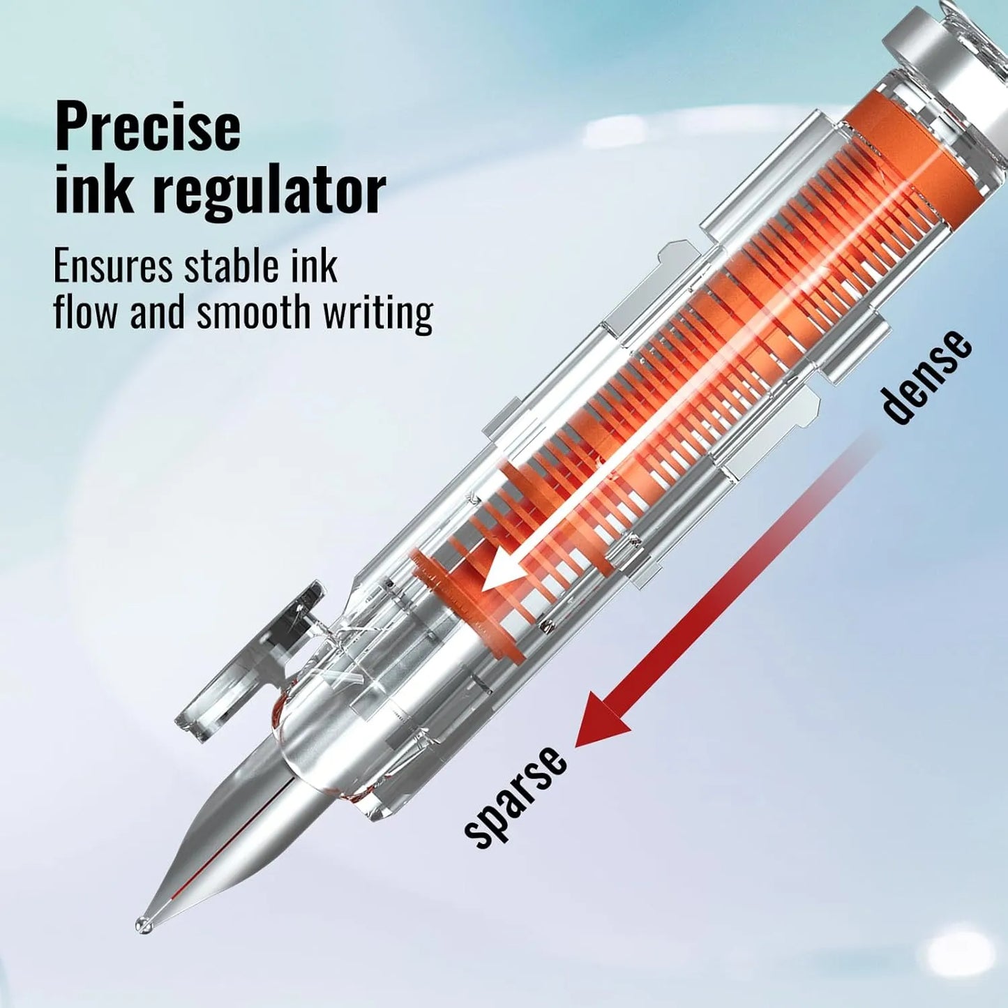 Fountain Pen Retractable:0.38mm Blue&Black Ink Transparent Barrel Includes 5 Refillable Ink Cartridges