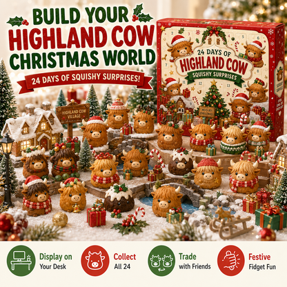 2026 Highland Cow Squishy Advent Calendar – 24 Days of Soft Christmas Surprises