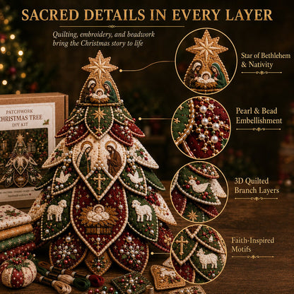 ✝️ Beginner-Friendly Tree of Faith 3D Quilted Christmas Tree Sewing Kit | Complete Kit with Coordinated Fabrics, Beads & Step-by-Step Guide Included 💕