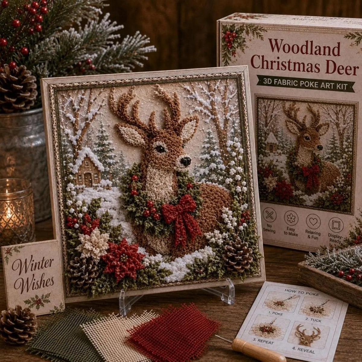🔥HOT SALE 49% OFF 💥🎄 3D Christmas Fabric Poke Art DIY Craft Kit
