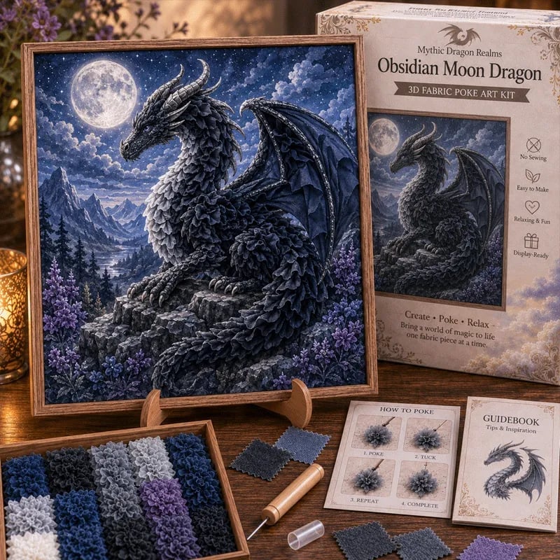 🔥🎁🐉 Mythic Dragon Realms 3D Fabric Poke Art Kit