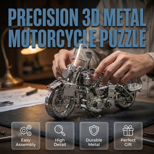 Silver Motorcycle 3D Metal Assembly Puzzle