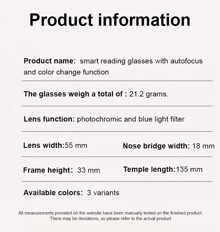 【Co-Created by Designers】Gypsophila Smart Zoom and Color-Changing Reading Glasses, Auto Focus Distance Near Progressive Multi-focus HD Vision