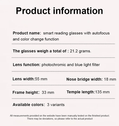 【Co-Created by Designers】Gypsophila Smart Zoom and Color-Changing Reading Glasses, Auto Focus Distance Near Progressive Multi-focus HD Vision