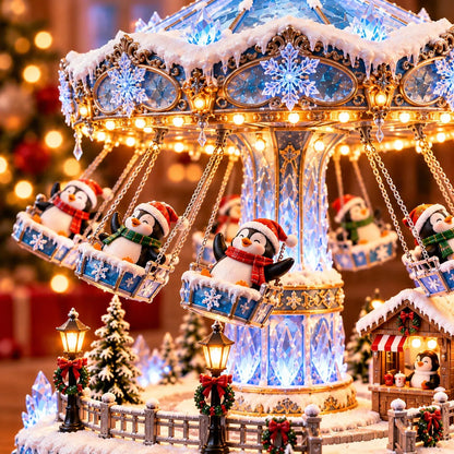 🎄 Kerstaanbieding: 49% korting! 🐧 Pinguïn Winter Swing Carnival – Draaiende kerstdecoratie met lichtjes ❄️✨