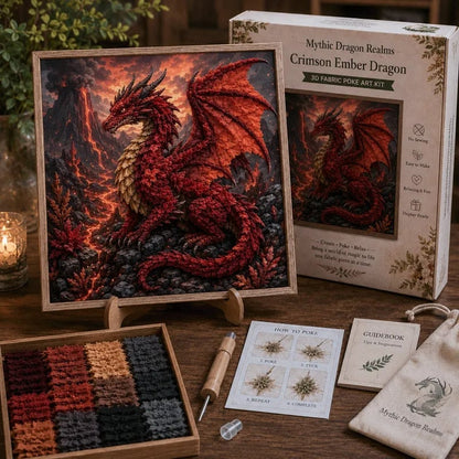 🔥🎁🐉 Mythic Dragon Realms 3D Fabric Poke Art Kit