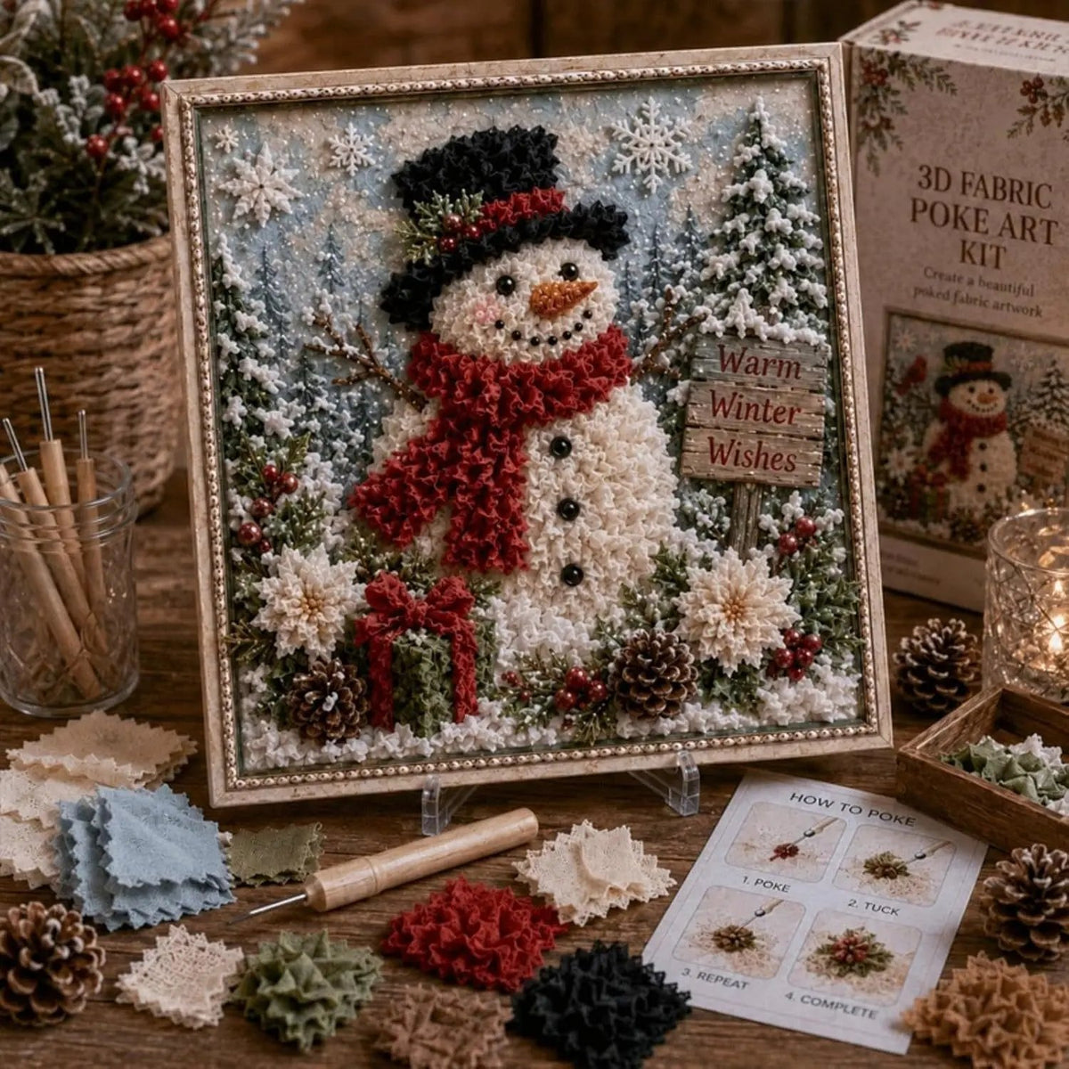 🔥HOT SALE 49% OFF 💥🎄 3D Christmas Fabric Poke Art DIY Craft Kit