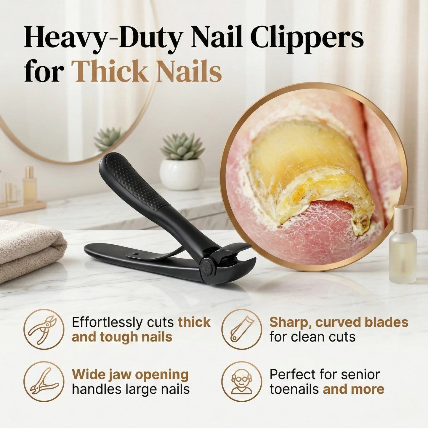 TYIIPLUS™ Nail Clipper for Seniors, Wide Jaw Long Handle Clipper for Thick Nails