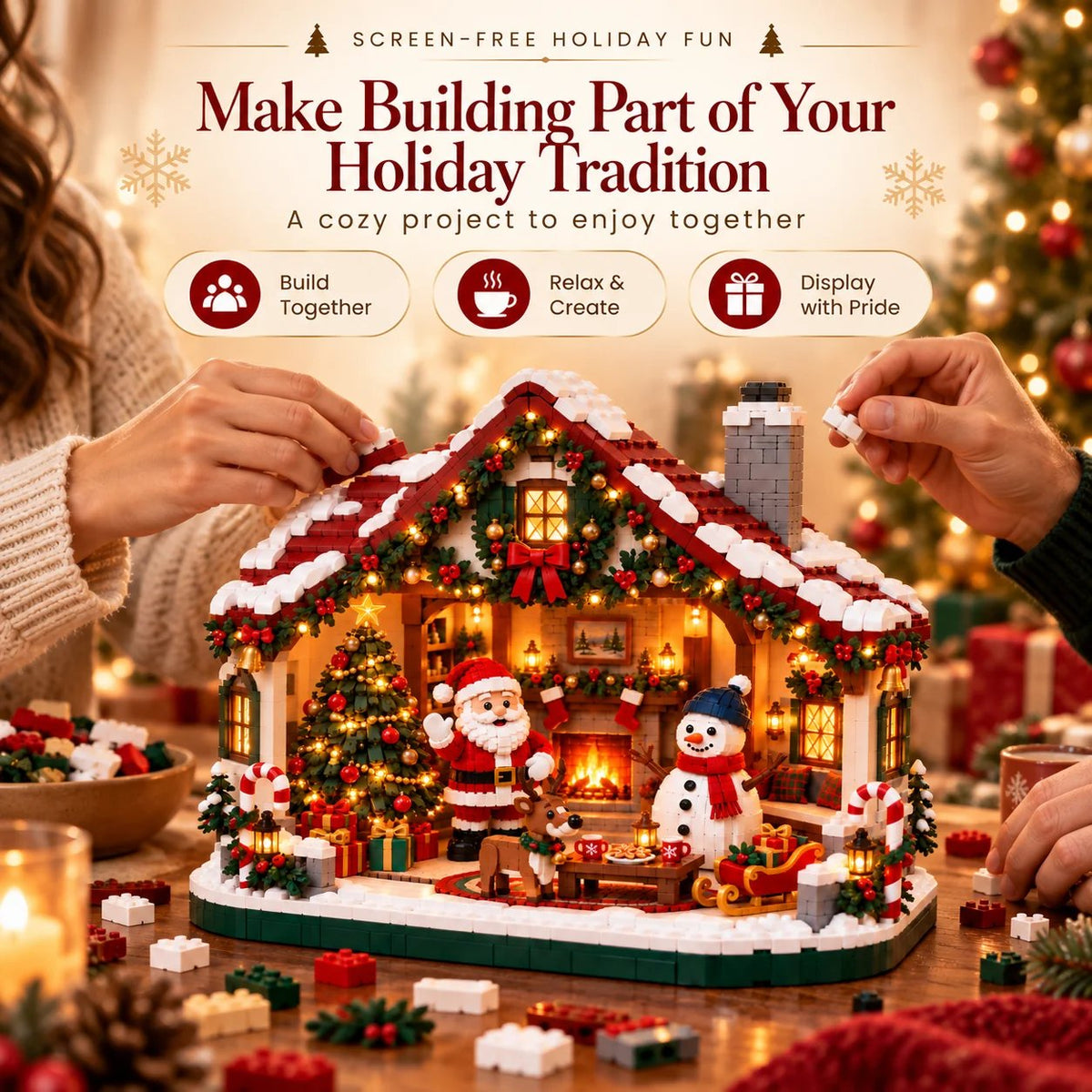 🔥Buy More Save More🔥- 🎄 Cozy Christmas Cottage Building Set – Build Together, Create Memories & Display with Pride