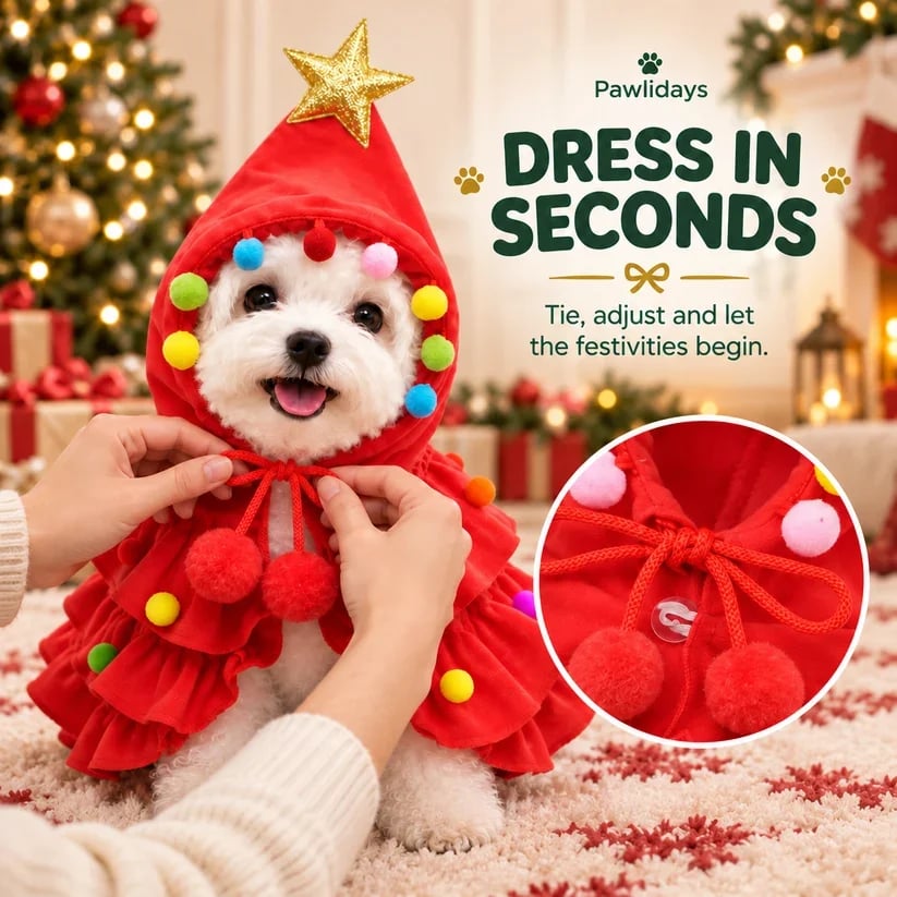 🎄Walking Christmas Tree Pet Costume ⭐ – Cozy Holiday Dress-Up Outfit for Dogs & Cats🐶🐱❤️