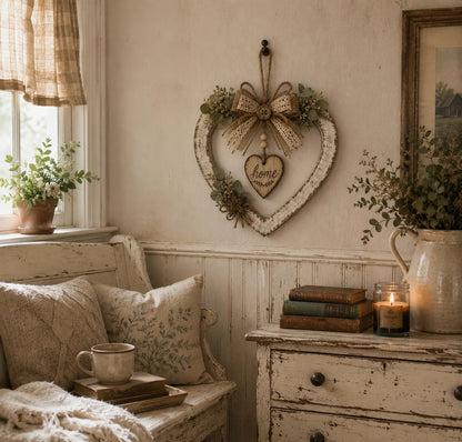 🤎Rustic Farmhouse Heart Wall Decor with “Home” Sign