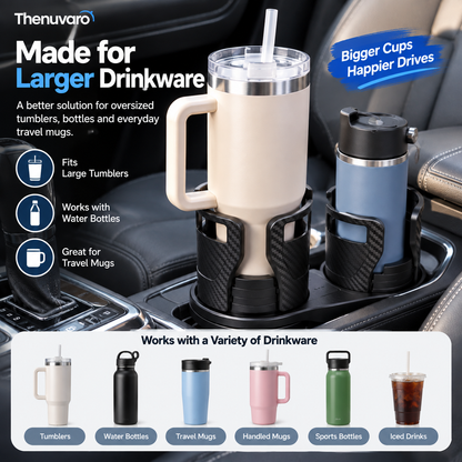 🚗 Expandable Car Cup Holder for Large Tumblers – Secure Fit for Oversized Bottles & Handled Mugs