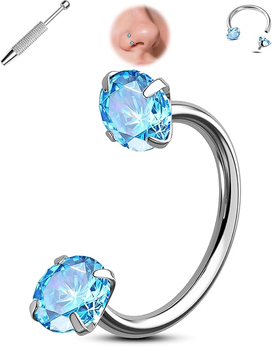 Buy 1 Get 1 Free⏰Horseshoe Gem Nose Ring – Internally Threaded & Comfortable