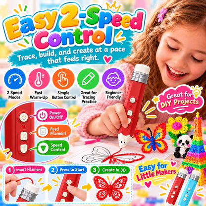 🎨 Kids Low-Temperature 3D Printing Pen Kit – Draw, Build & Create in 3D