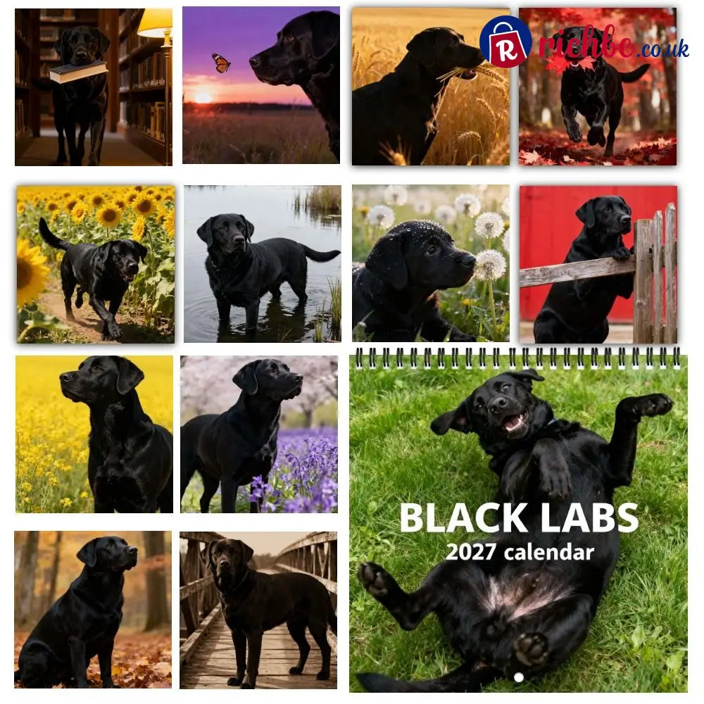 🐾 Black Labs 2027 Wall Calendar, 12 Months of Loyal Looks & Happy Tails - 2027 CALENDAR📅