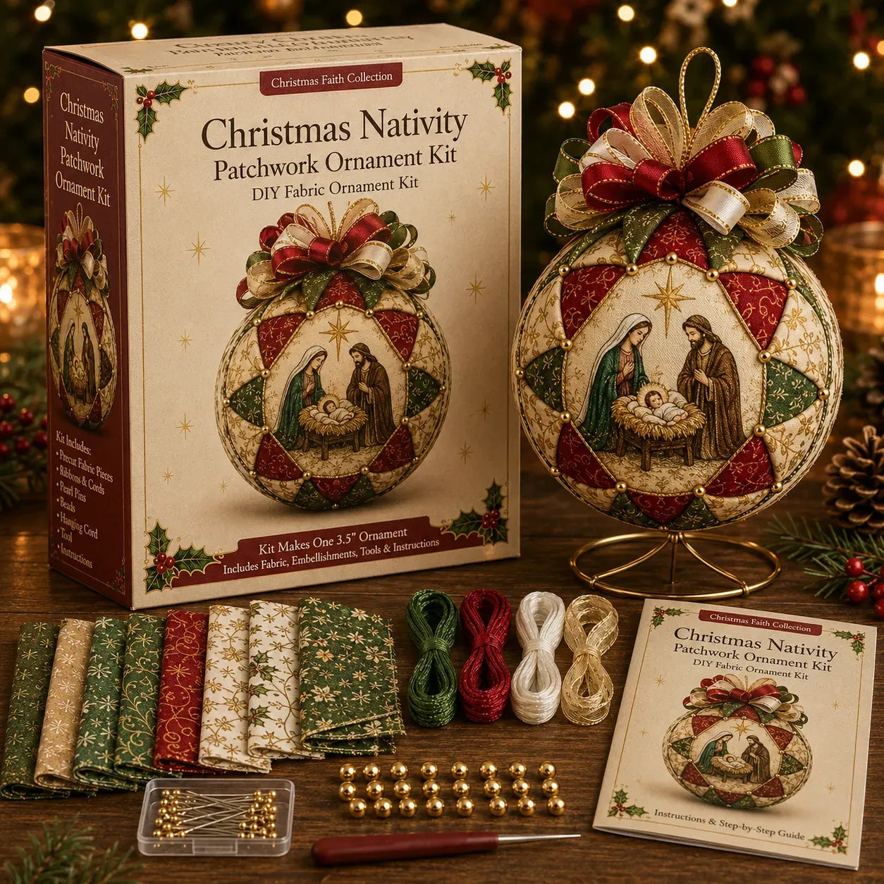 🔥LAST DAY 50% OFF - ⛪ Christmas Nativity Patchwork Ornament DIY Kit