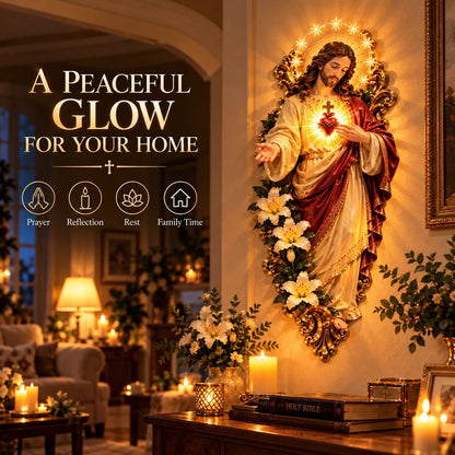 🔥LAST DAY 49% OFF - ✨ Sacred Heart of Jesus 3D Lighted Wall Décor