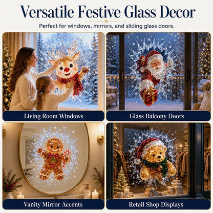 Christmas Window Decal Stickers - Reusable Festive Holiday Glass Decorations