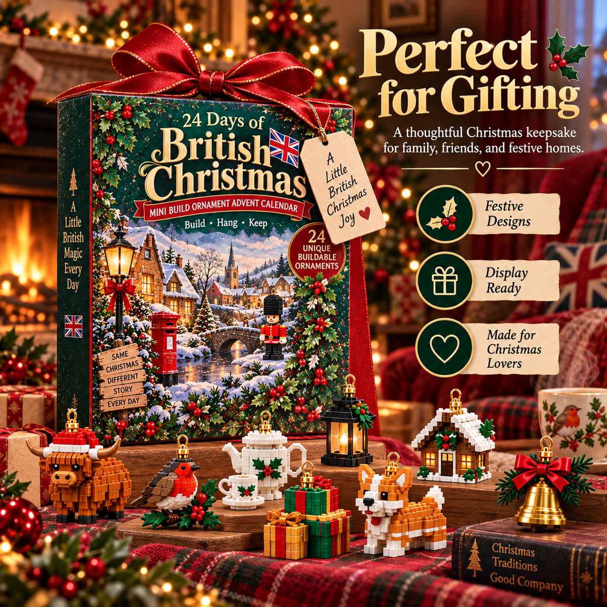 🎄 24 Days of British Christmas – Mini Toy Ornament Advent Calendar