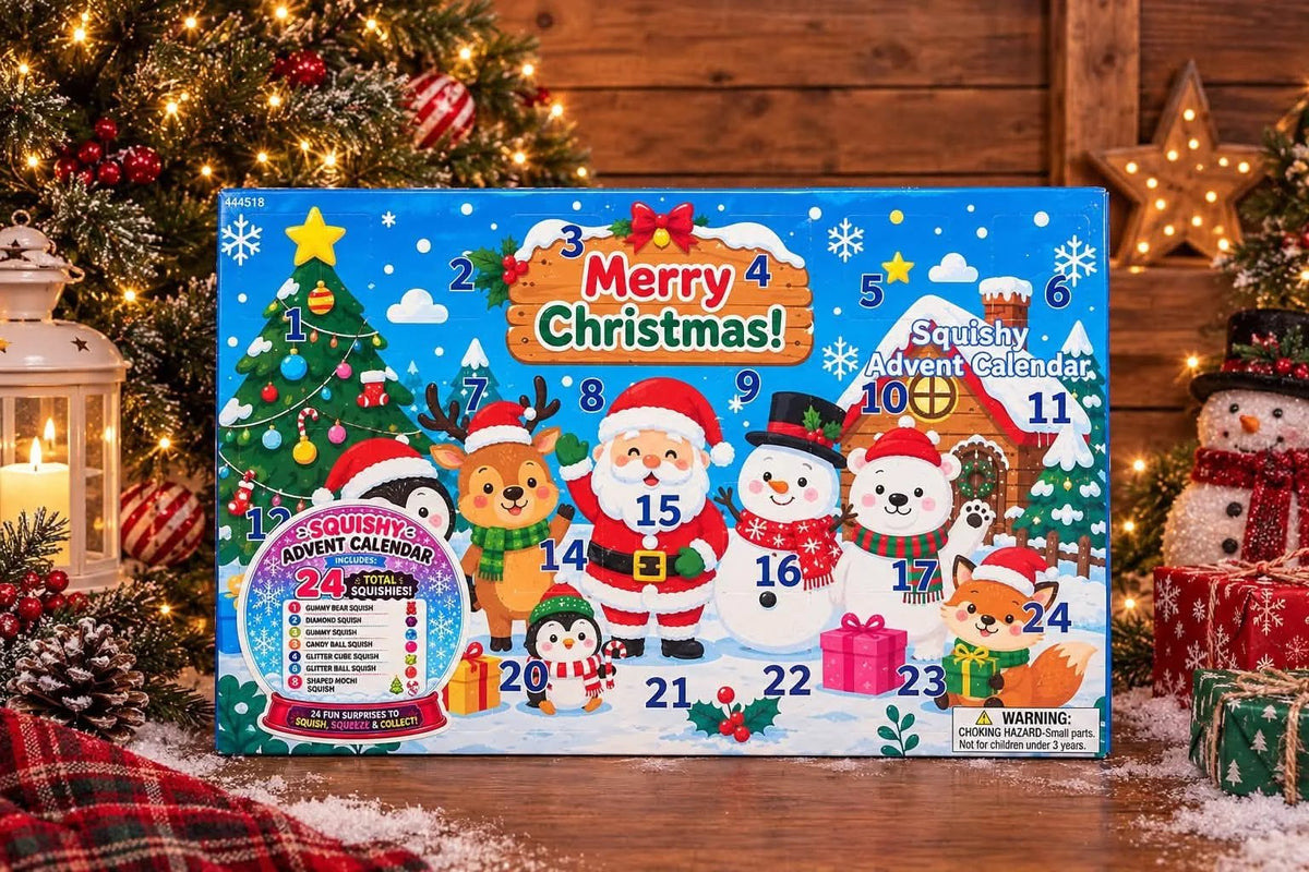 24Pcs Squishy Fidget Toy Advent Calendar, Christmas Countdown Surprise Variety Squeeze Toy Pack, Kids Christmas Stocking Stuffer
