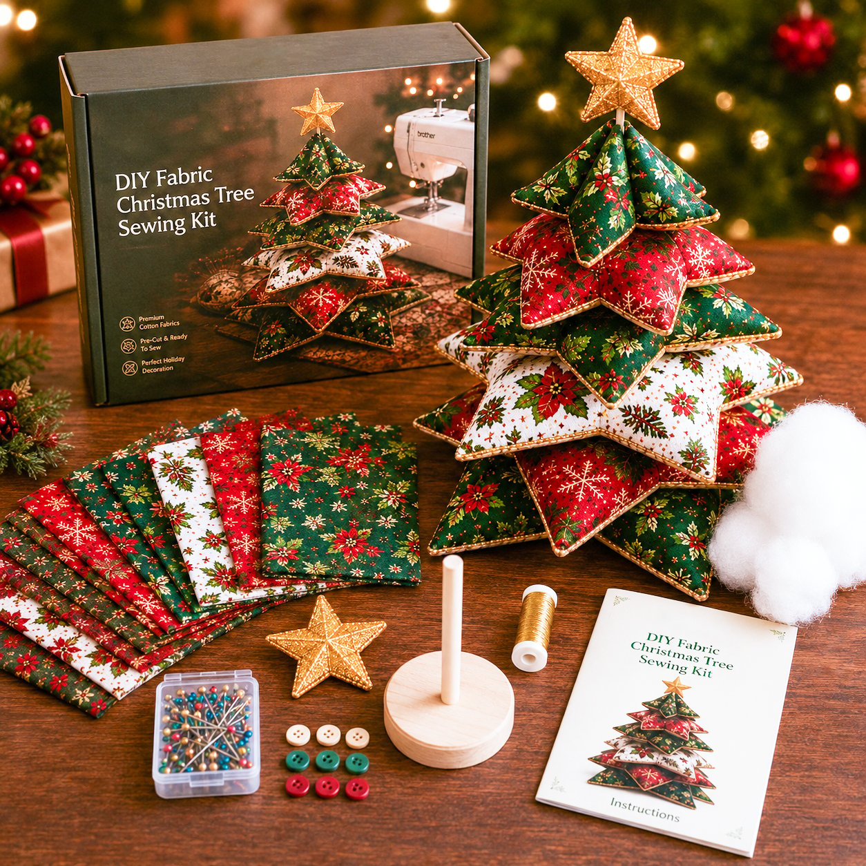 🎄 Christmas Star Pillow Tree Sewing Kit