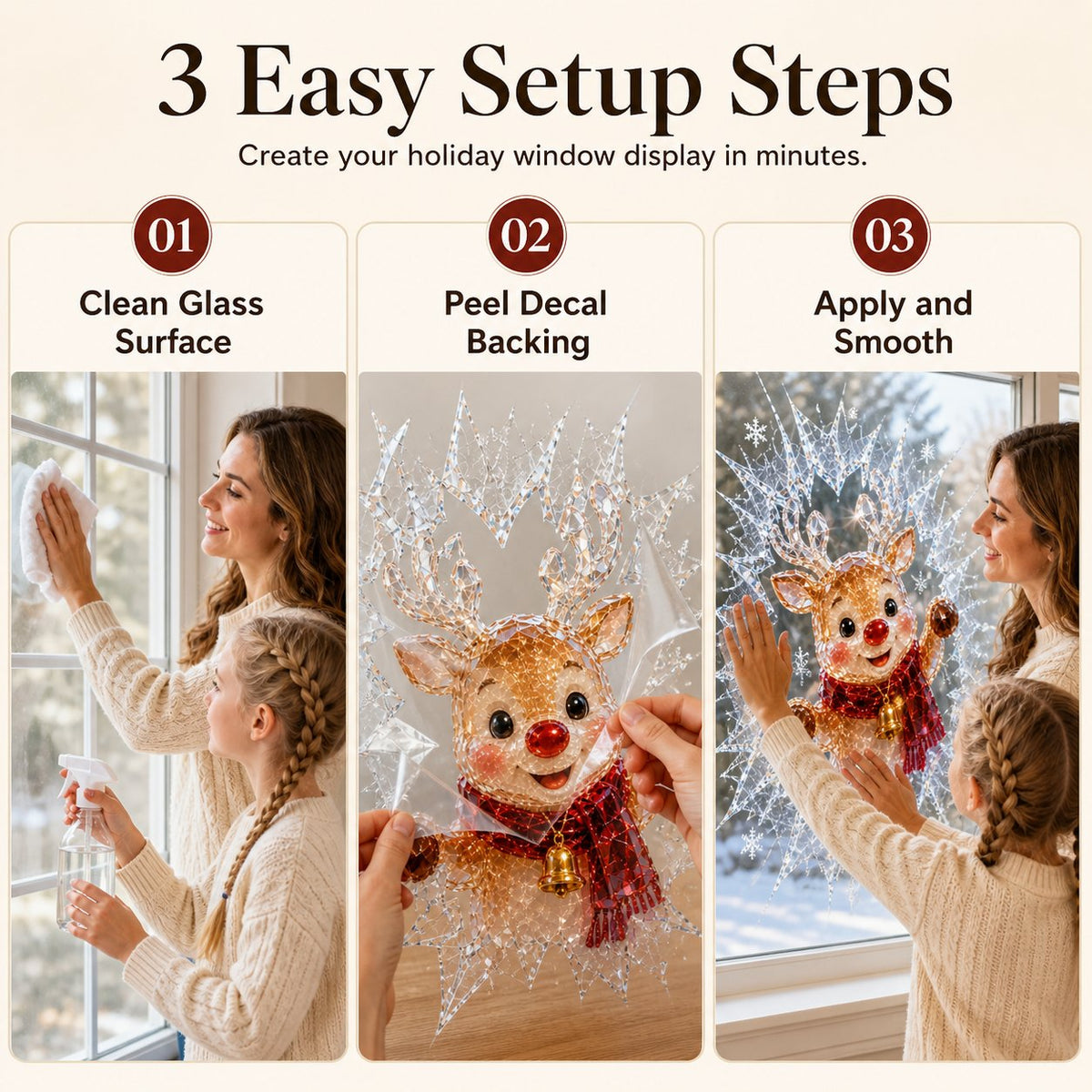 Christmas Window Decal Stickers - Reusable Festive Holiday Glass Decorations