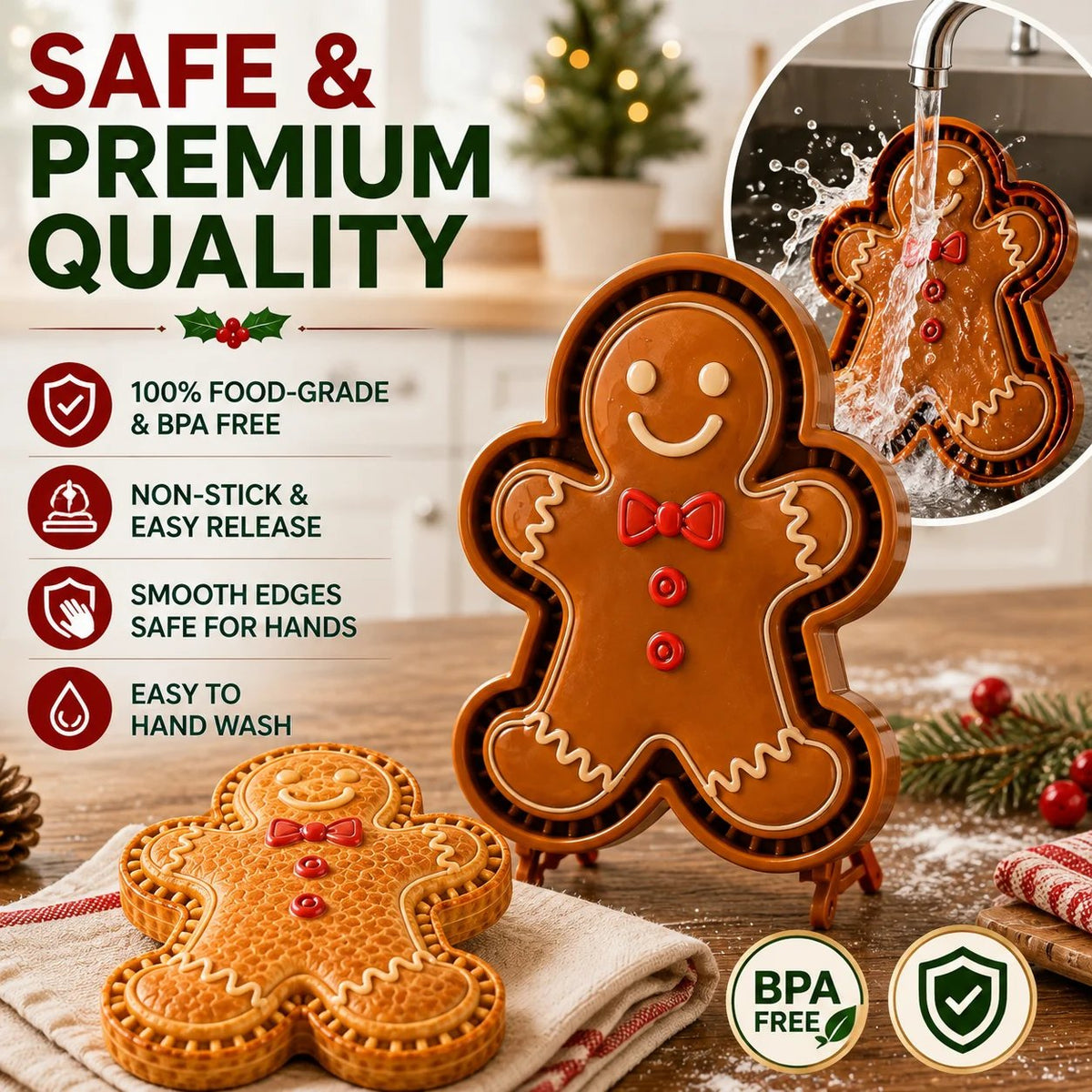 💥ONLY ￡7.99!!!🎁 BUY 1 GET 1 FREE | Christmas Baking Moulds – 8 Festive Designs 🎄