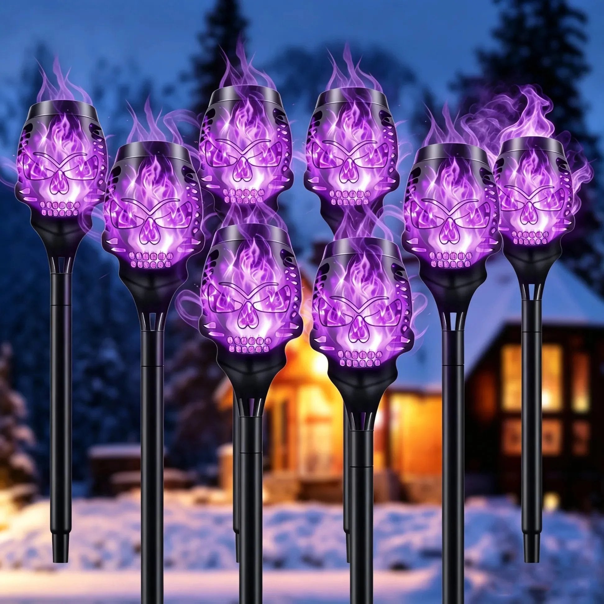 🔥Last Day 55% OFF🔥Halloween Solar Skull Flame Lights💀