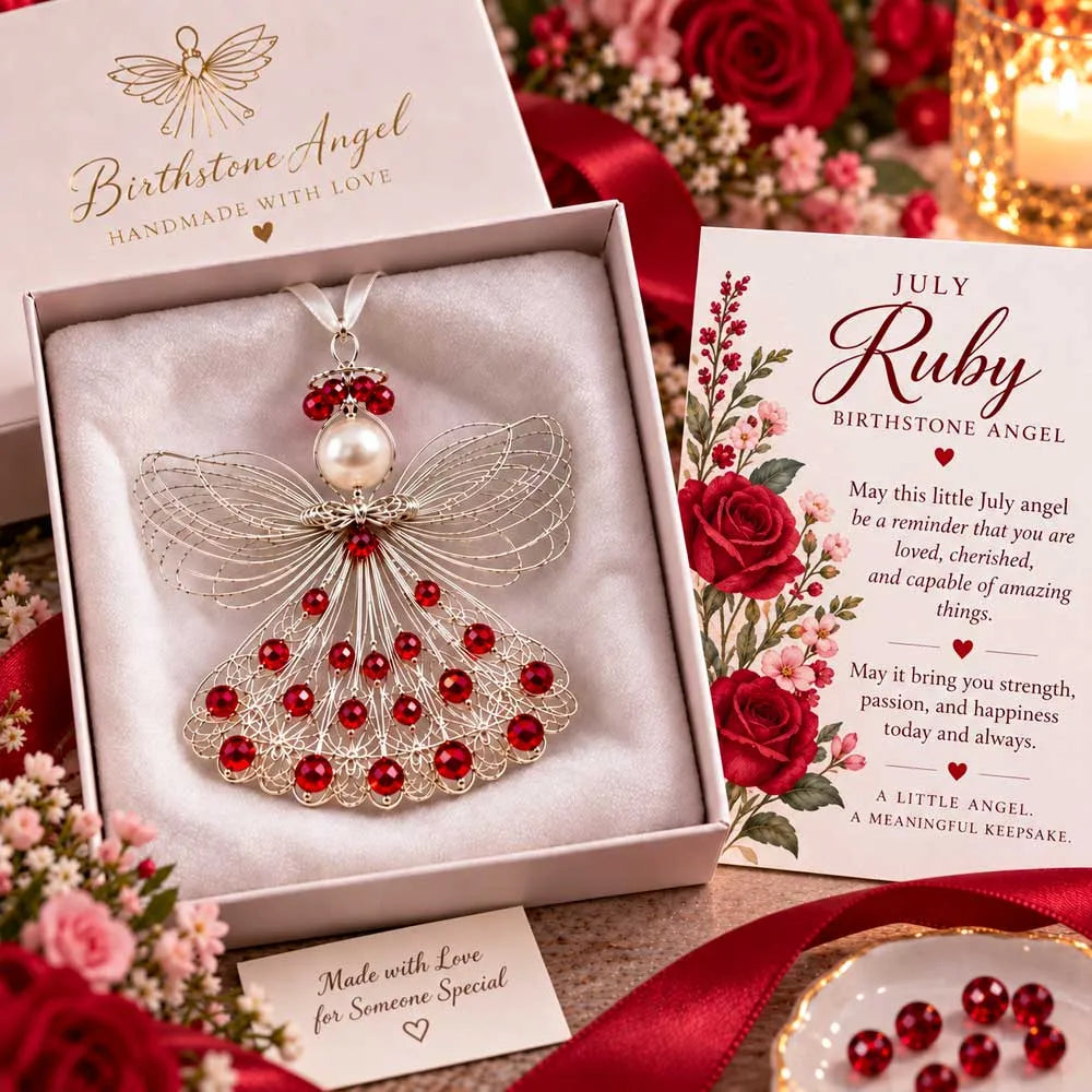 ⏳ Last Day 49% OFF – 👼Handmade Birthstone Angel Wire Ornament |12 Meaningful Birthstone Colors with Keepsake Card ✨