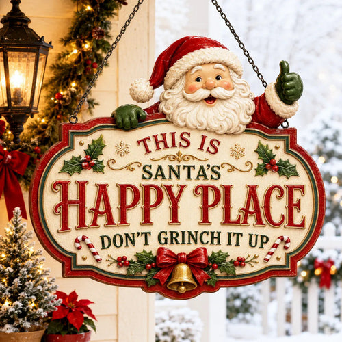 🎅Last Day 49% OFF – Christmas Happy Place Hanging Sign
