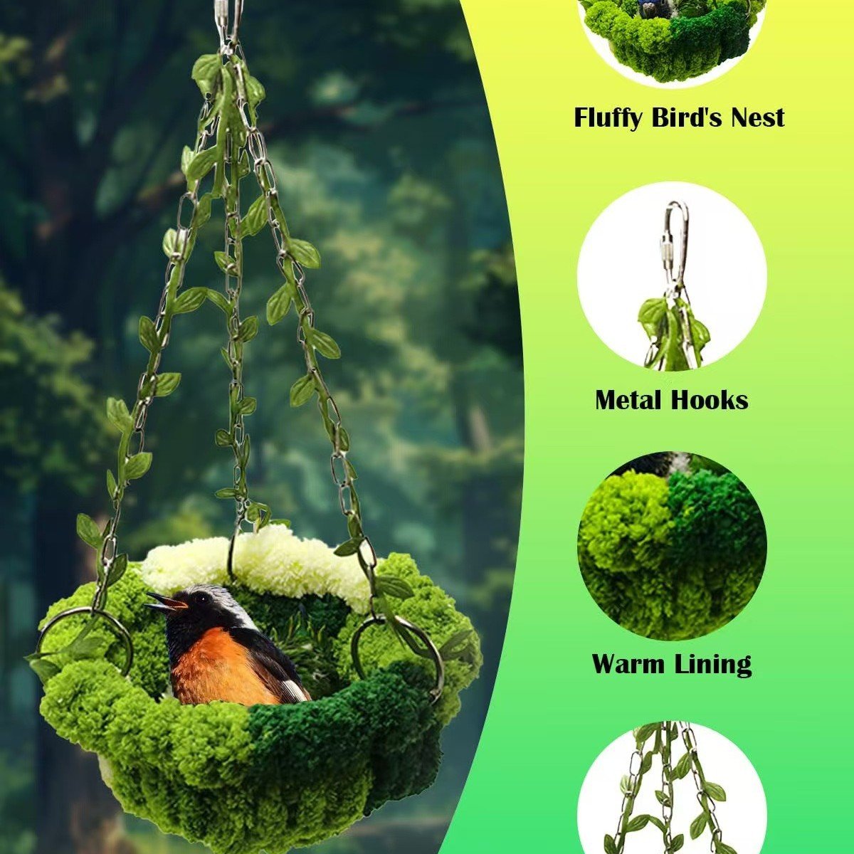 🌲Cozy Jungle Hammock Nest for Birds