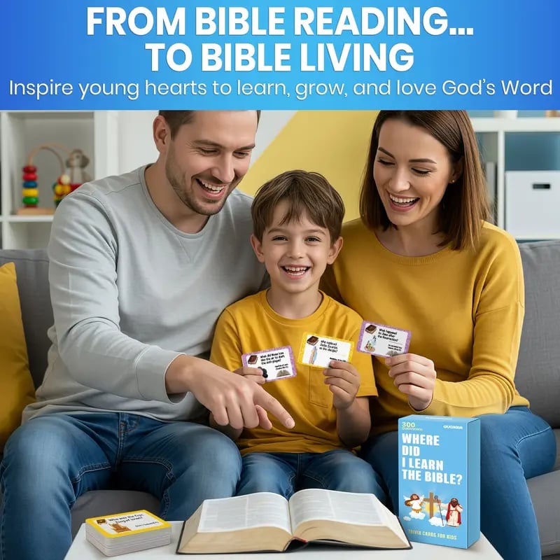 ✝️Bible Trivia Card Game – 300 Questions for Family Fun & Faith Learning (Ages 6+)