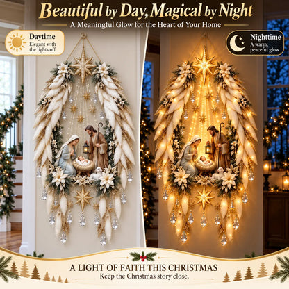 ✨👼 Heavenly Angel Wings Nativity Light✨ – Lighted Christmas Wall Decor
