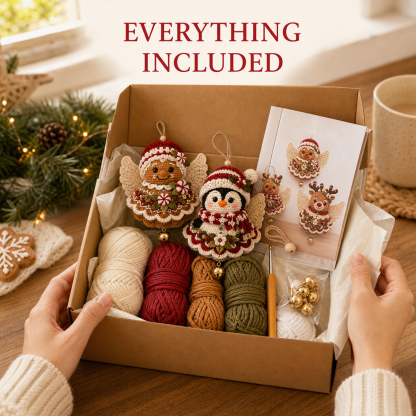 🔥49% Off Last Day🔥DIY Christmas Angel Crochet Ornament Kit – Handmade Holiday Tree Decoration
