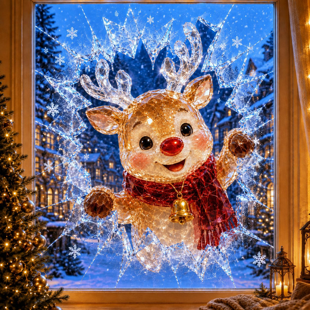 Christmas Window Decal Stickers - Reusable Festive Holiday Glass Decorations